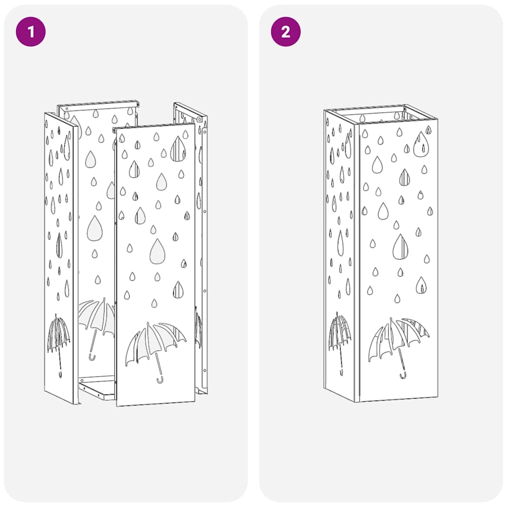 Stand per Ombrelli da Pioggia Nero 15,5 x 15,5 x 49 cm Acciaio | homemem39