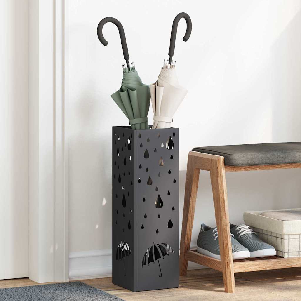 Stand per Ombrelli da Pioggia Nero 15,5 x 15,5 x 49 cm Acciaio | homemem39
