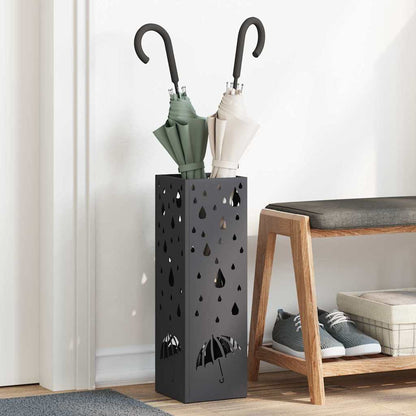 Stand per Ombrelli da Pioggia Nero 15,5 x 15,5 x 49 cm Acciaio | homemem39