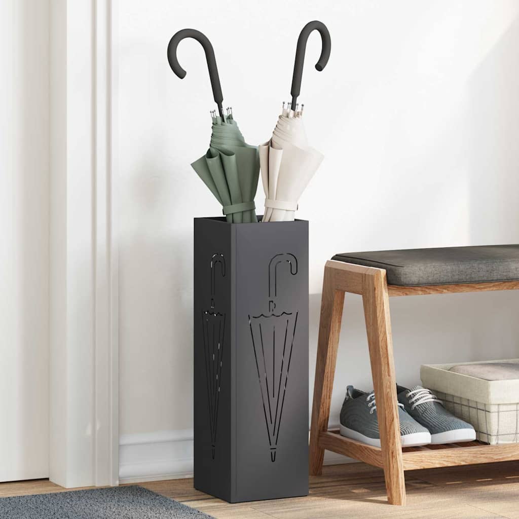 Stand per Ombrelli da Pioggia Nero 15,5 x 15,5 x 49 cm Acciaio | homemem39