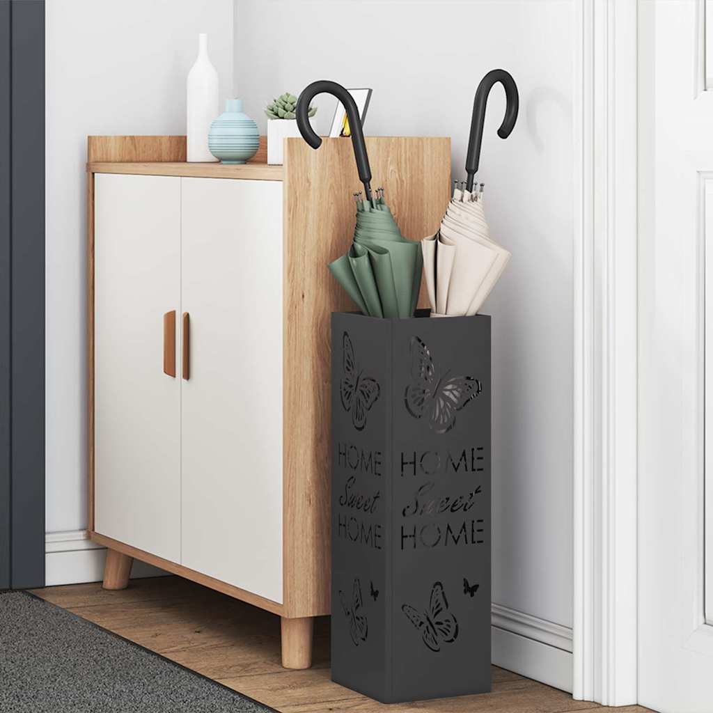 Stand per Ombrelli da Pioggia Nero 15,5 x 15,5 x 49 cm Acciaio | homemem39