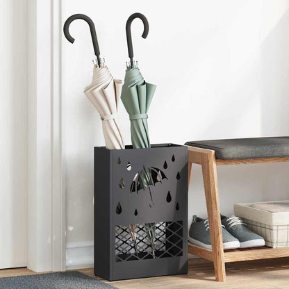 Stand per Ombrelli da Pioggia Nero 28 x 12 x 41 cm Acciaio