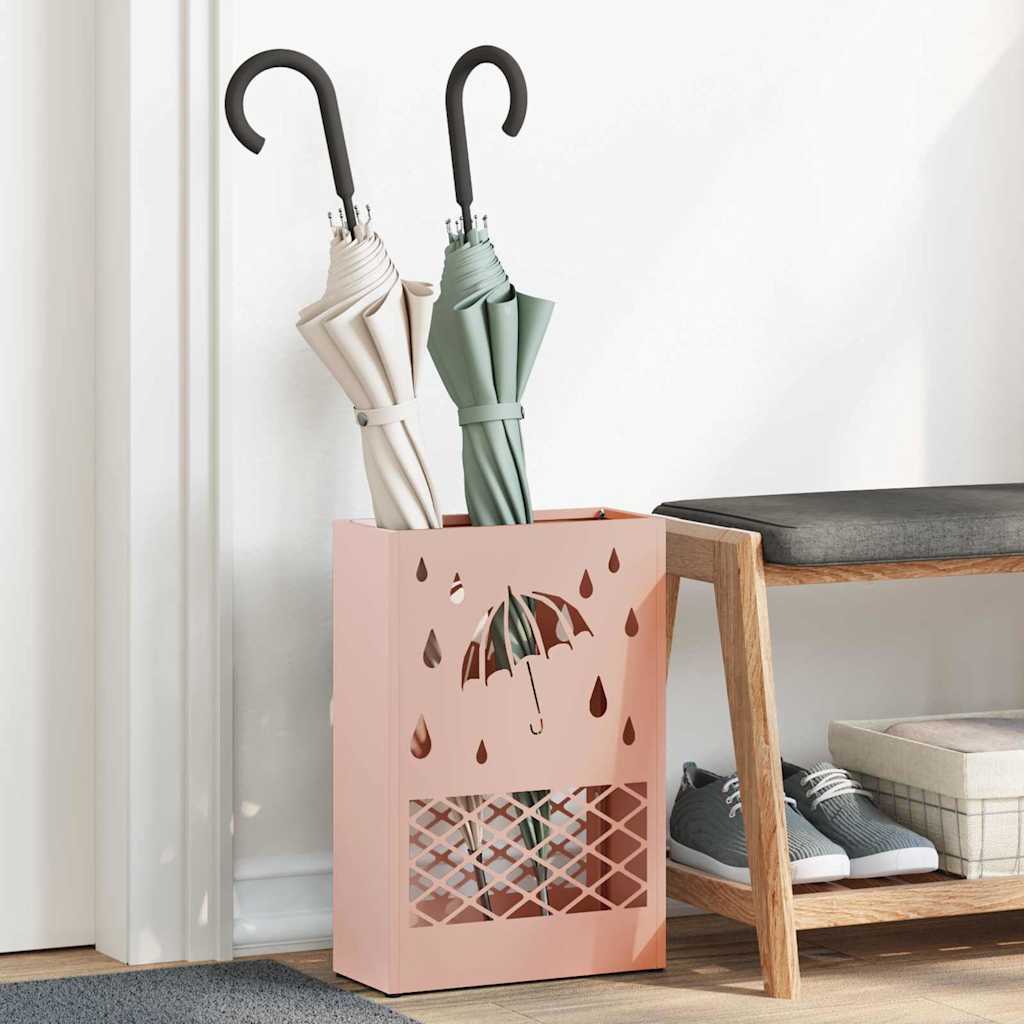 Stand per Ombrelli da Pioggia Rosa 28 x 12 x 41 cm Acciaio
