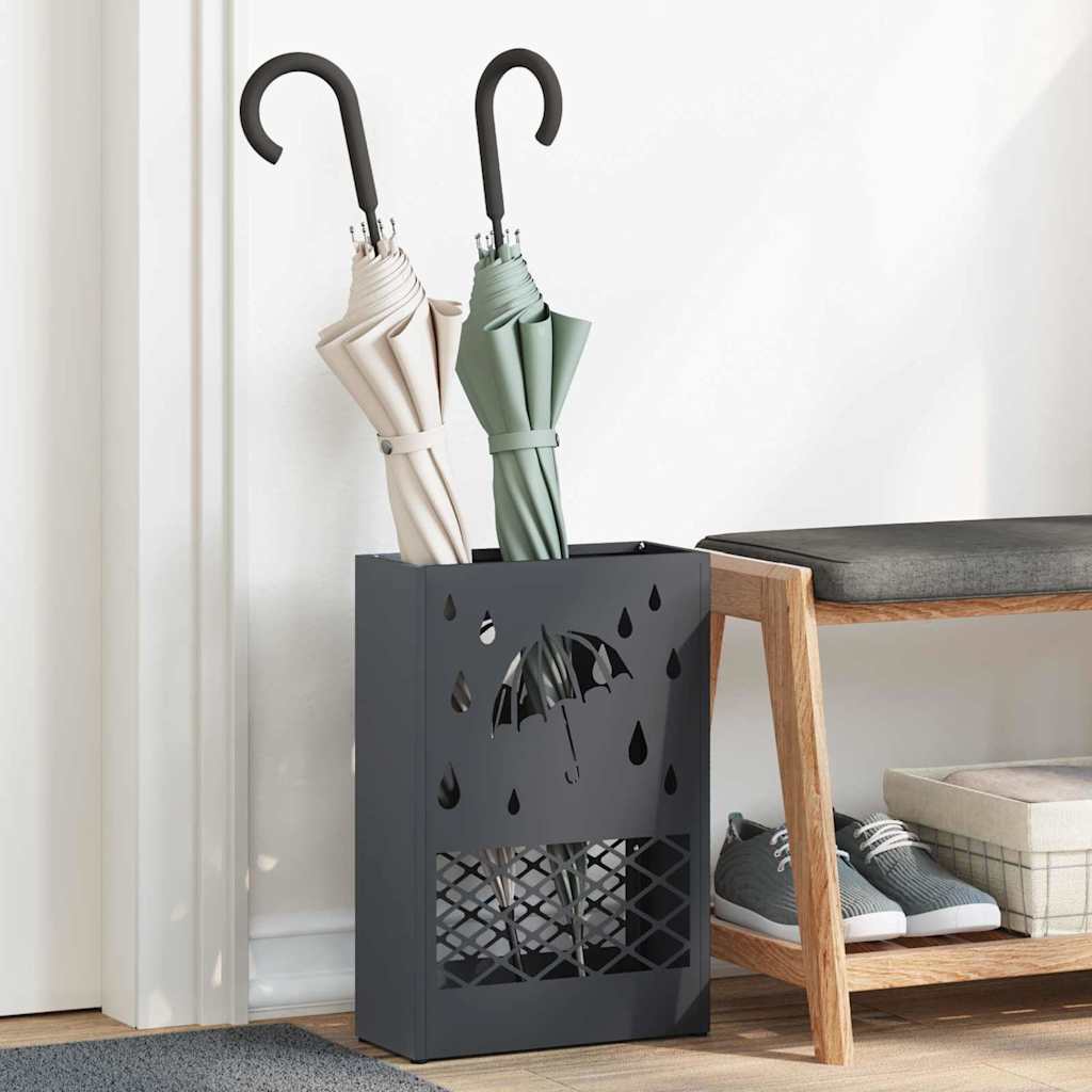 Stand per Ombrelli da Pioggia Antracite 28 x 12 x 41 cm Acciaio