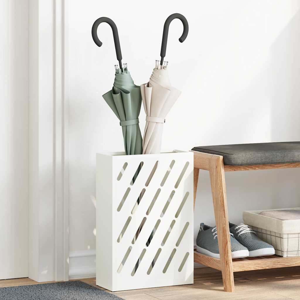 Stand per Ombrelli da Pioggia Bianco 28 x 12 x 41 cm Acciaio | homemem39