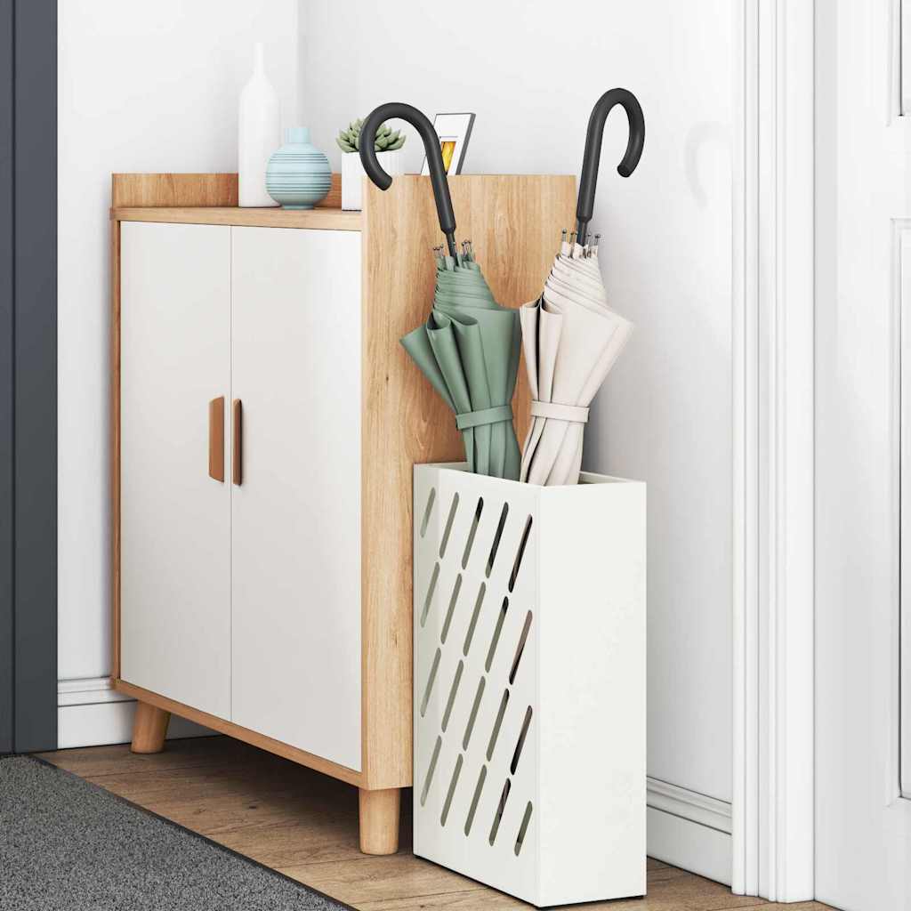 Stand per Ombrelli da Pioggia Bianco 28 x 12 x 41 cm Acciaio | homemem39