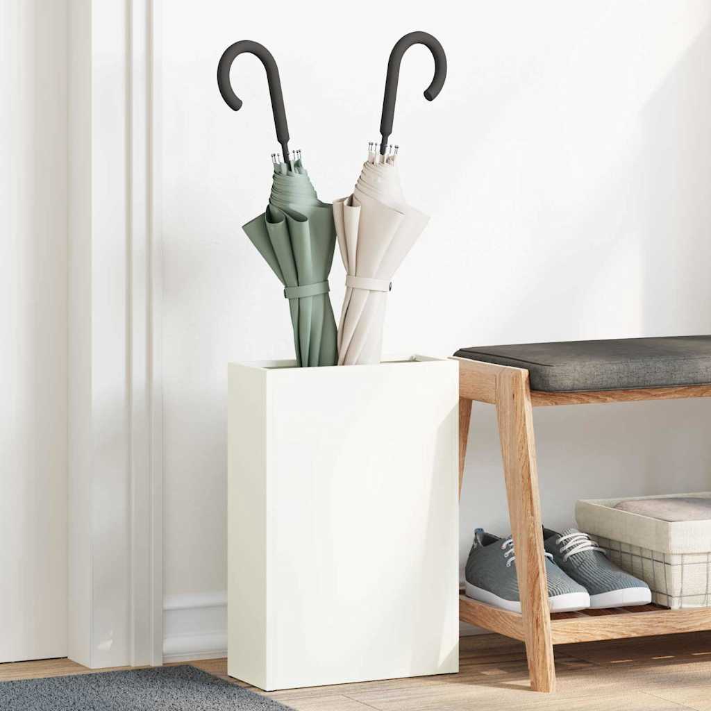 Stand per Ombrelli da Pioggia Bianco 28 x 12 x 41 cm Acciaio | homemem39
