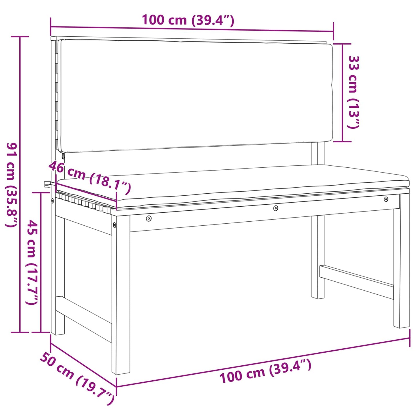 Panchina da giardino Marrone 100 x 50 x 91cm