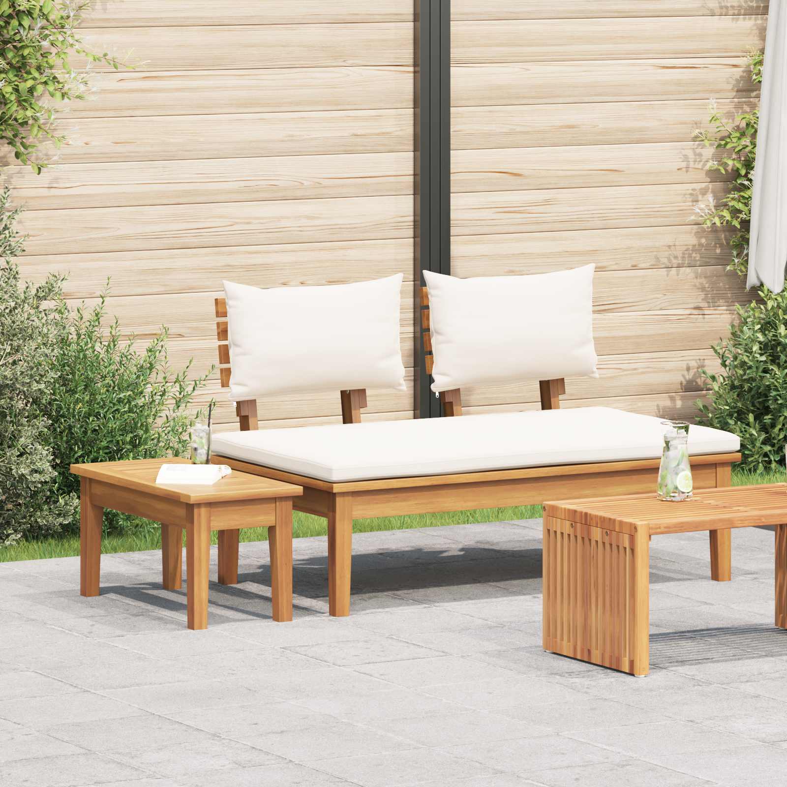 Set Panchina e Tavolo da Giardino 2 pcs Crema e Marrone | homemem39