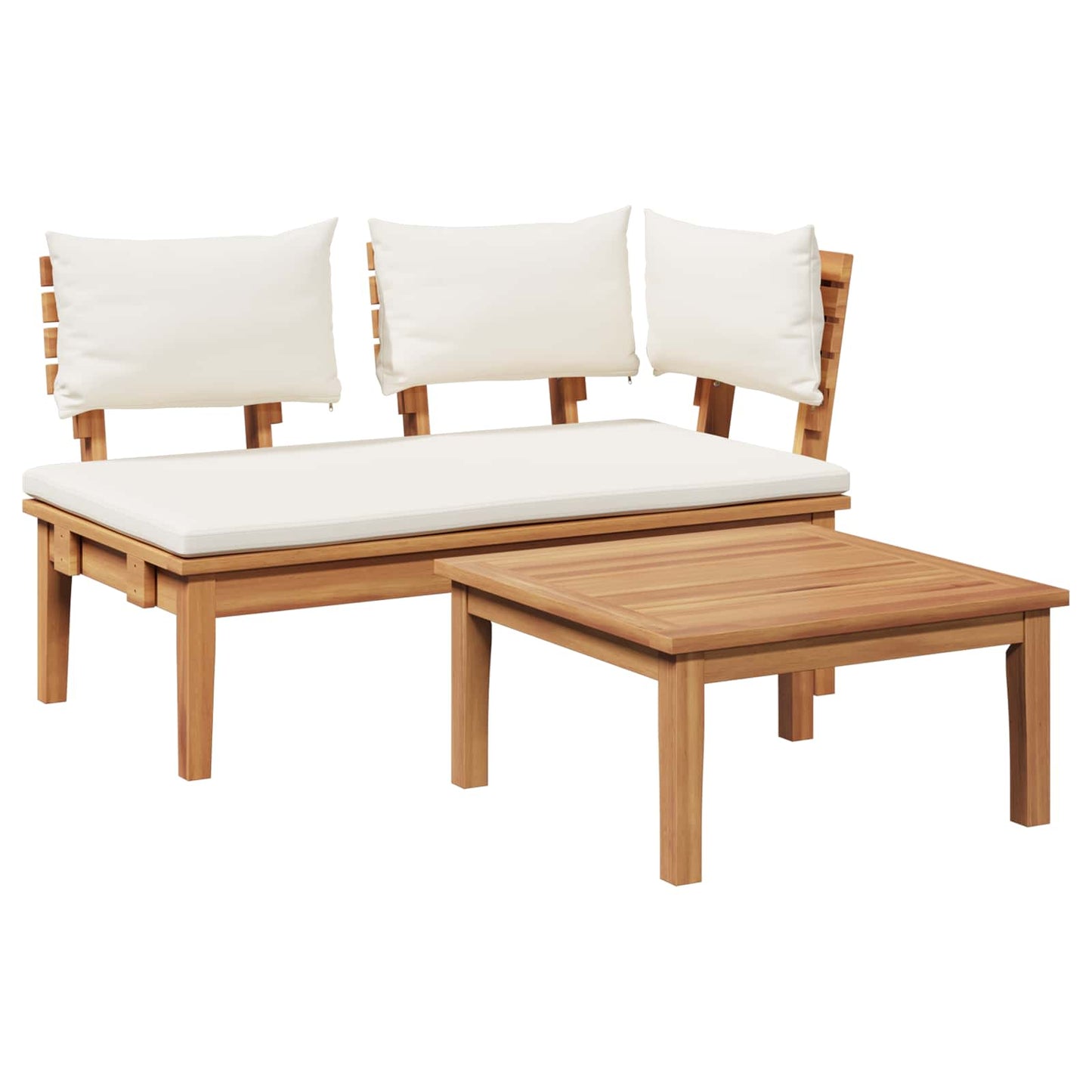 Set Panchina e Tavolo da Giardino 2 pcs Crema e Marrone