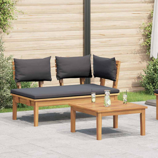 Panchina da giardino 2 pcs Marrone Legno massello di teak