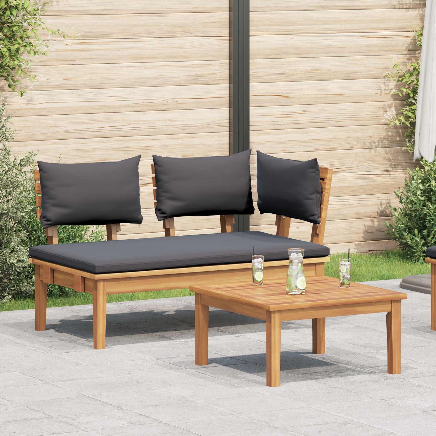 Set Panchina e Tavolo da Giardino 2 pcs Grigio e Marrone | homemem39