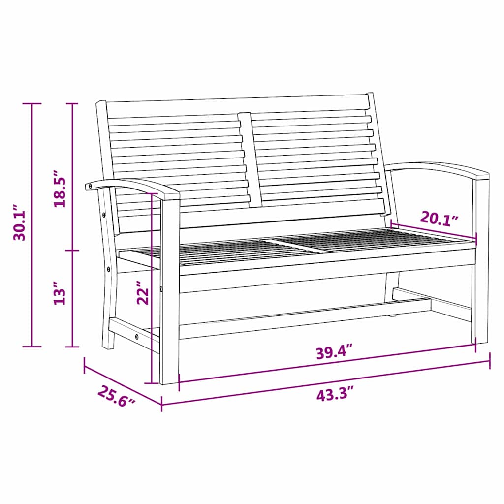 Panchina da giardino Naturale 110 x 64 x 76.5 cm