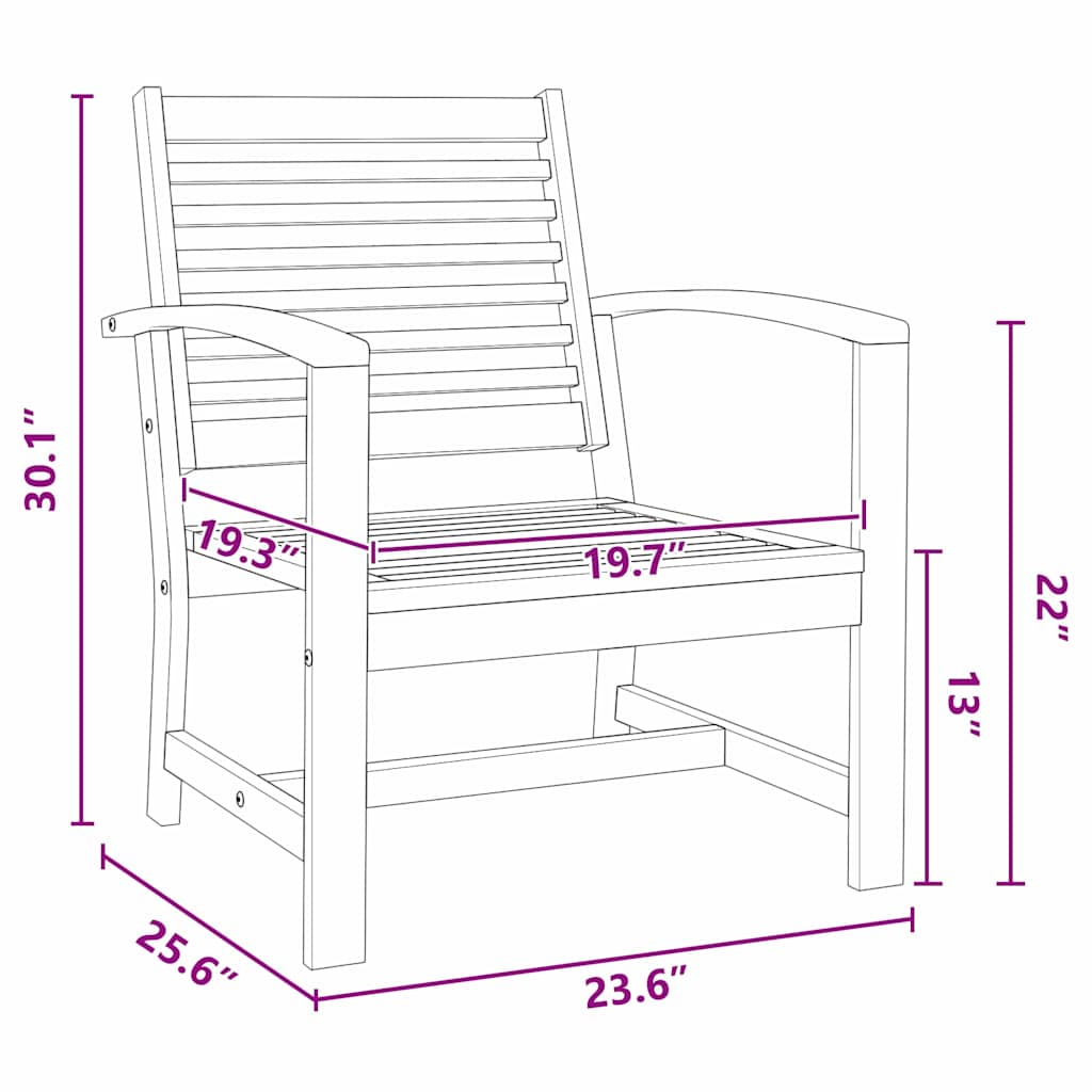 Sedie da giardino 2 pcs Naturale 60 x 65 x 76.5 cm