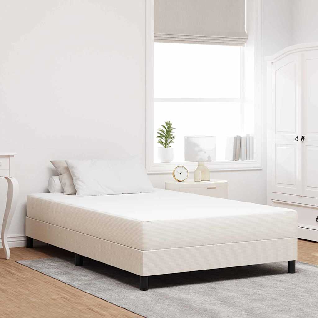 Materasso da Letto con materasso Crema 120 x 190 cm Tessuto