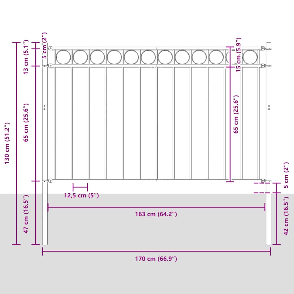 Elemento Recinzione ASSEN Grigio 170 x 130 cm Acciaio | homemem39