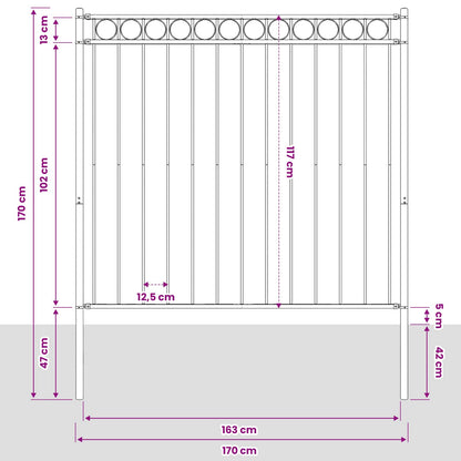 Elemento Recinzione ASSEN Grigio 170 x 170 cm Acciaio | homemem39