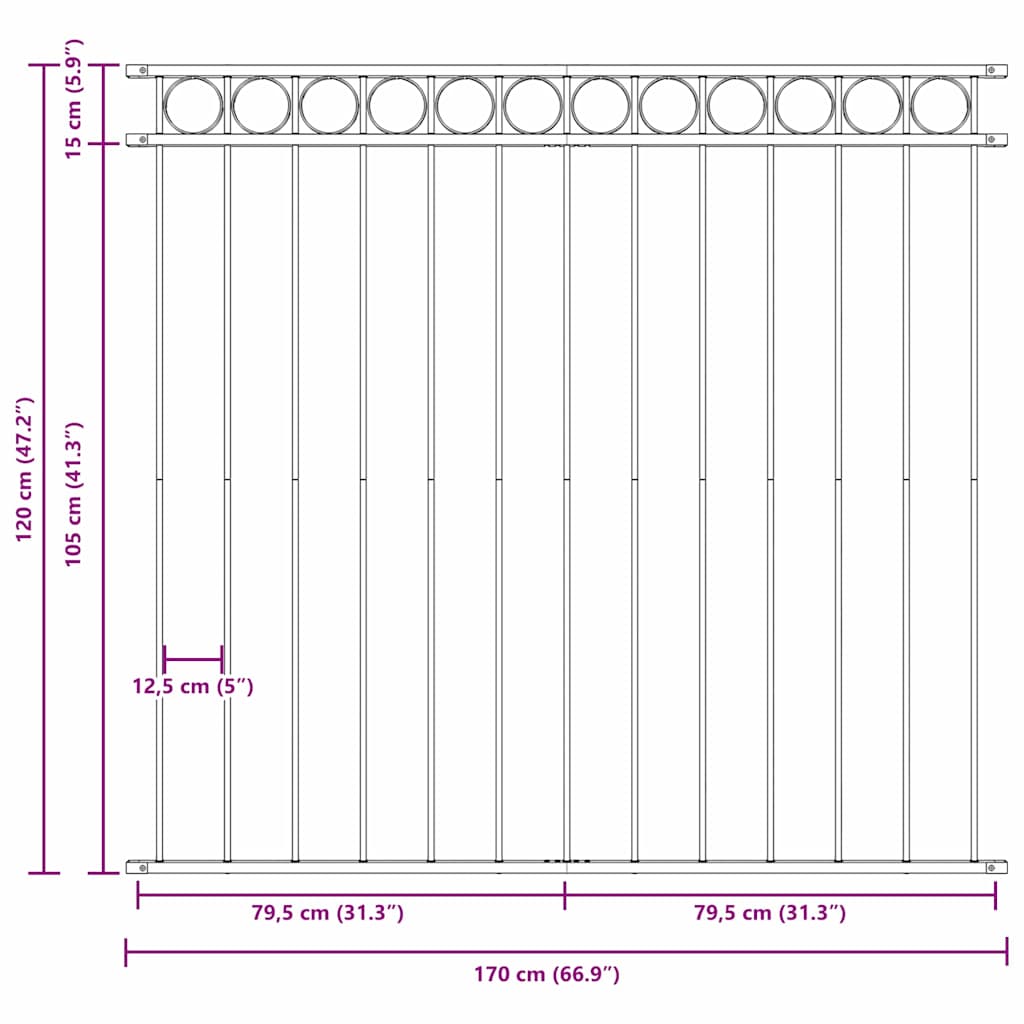 Elemento Recinzione ASSEN Bianco 170 x 120 cm Acciaio | homemem39