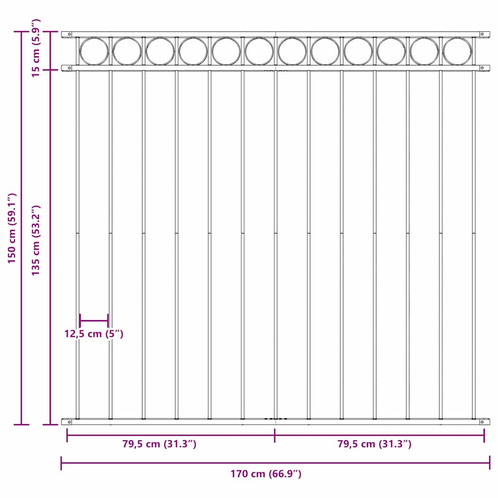 Elemento Recinzione ASSEN Bianco 170 x 150 cm Acciaio | homemem39