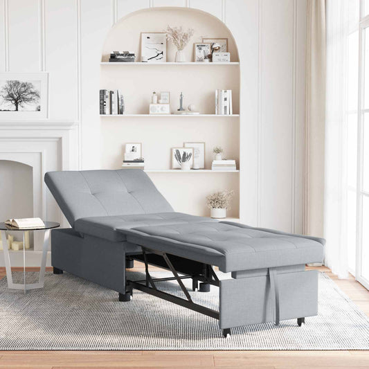 Divano Letto Estraibile Grigio chiaro 194 x 50 x 82 cm Tessuto
