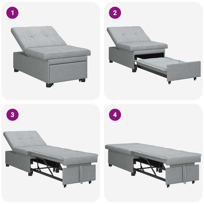 Divano letto Grigio chiaro 194 x 67 x 37 cm Tessuto