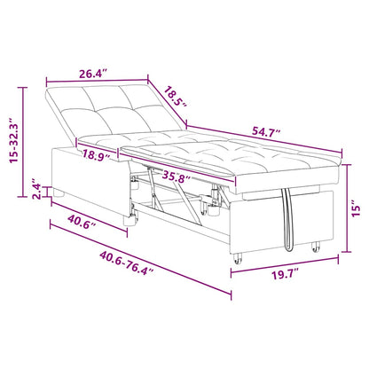 Divano letto Grigio chiaro 194 x 67 x 37 cm Tessuto