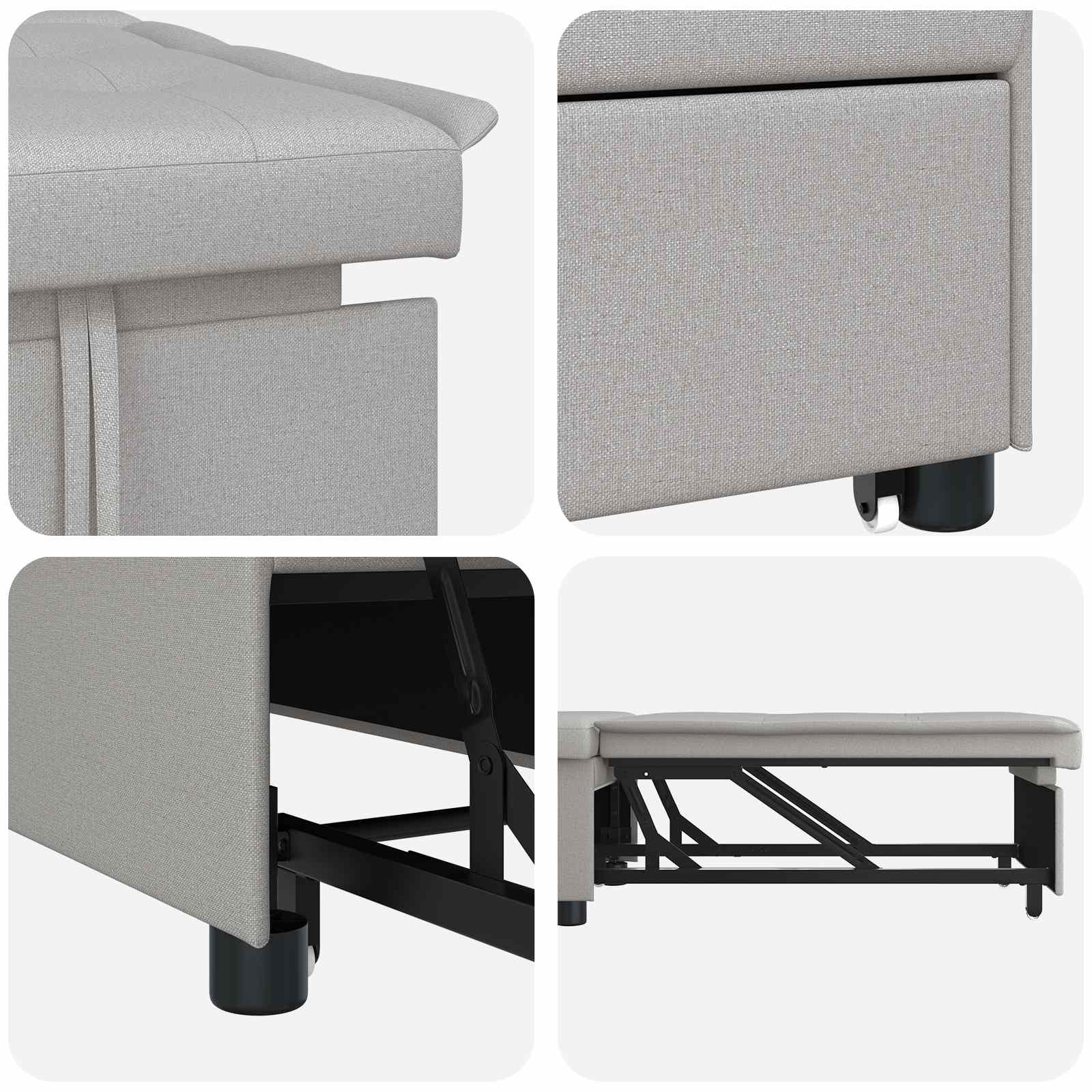 Divano Letto Estraibile Grigio 194 x 50 x 82 cm Tessuto | homemem39