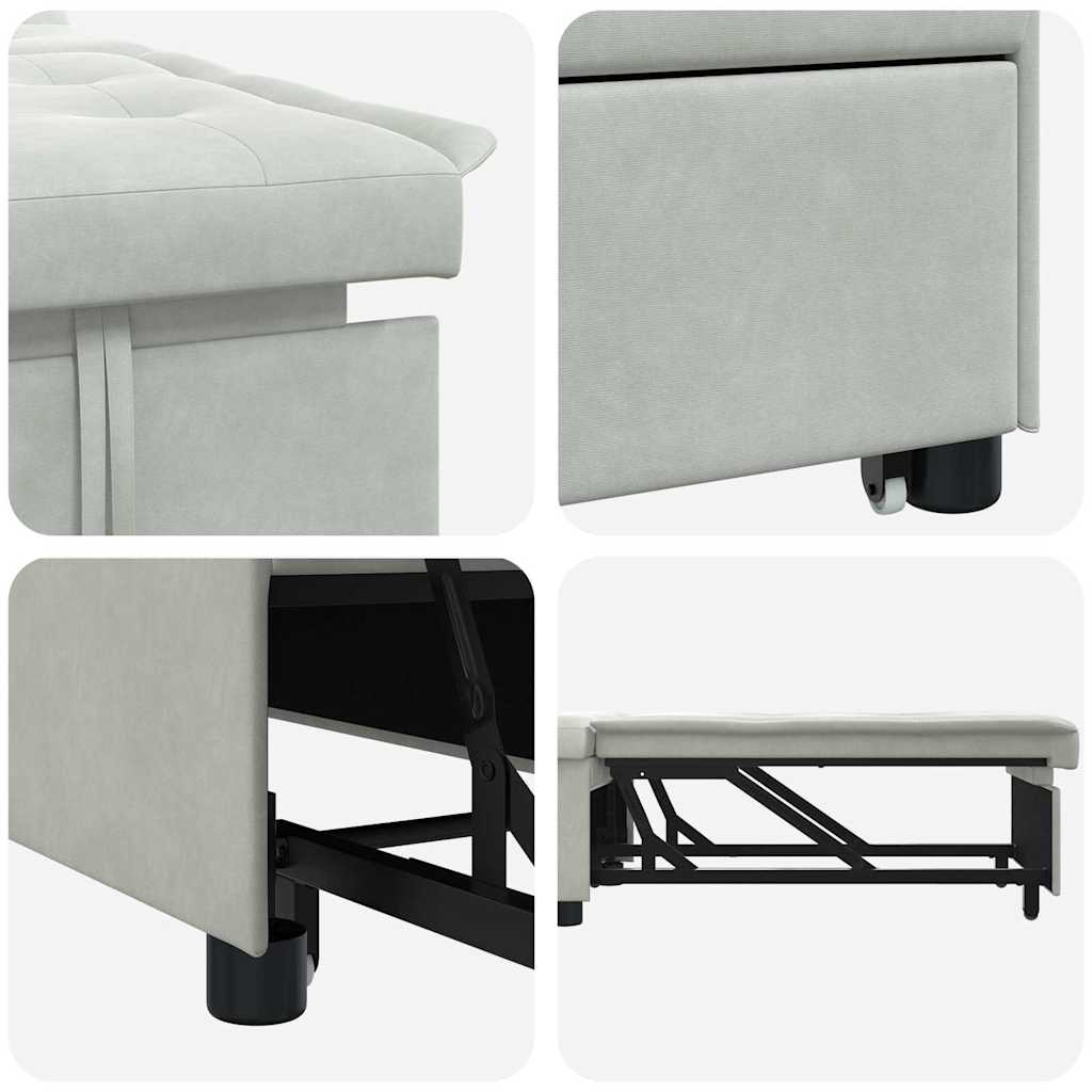 Divano Letto Grigio chiaro 67 x 194 x 38 cm Velluto