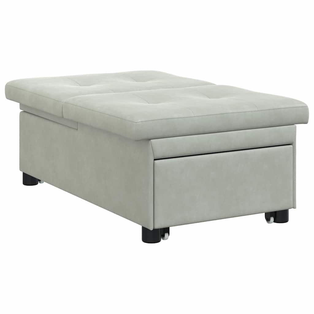 Divano Letto Grigio chiaro 67 x 194 x 38 cm Velluto