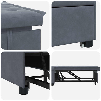 Divano letto Grigio scuro 194 x 67 x 82 cm Velluto | homemem39