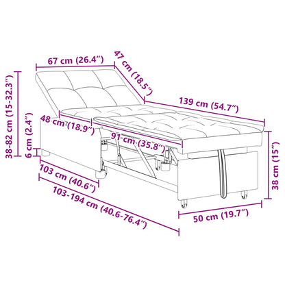 Divano letto Grigio scuro 194 x 67 x 82 cm Velluto