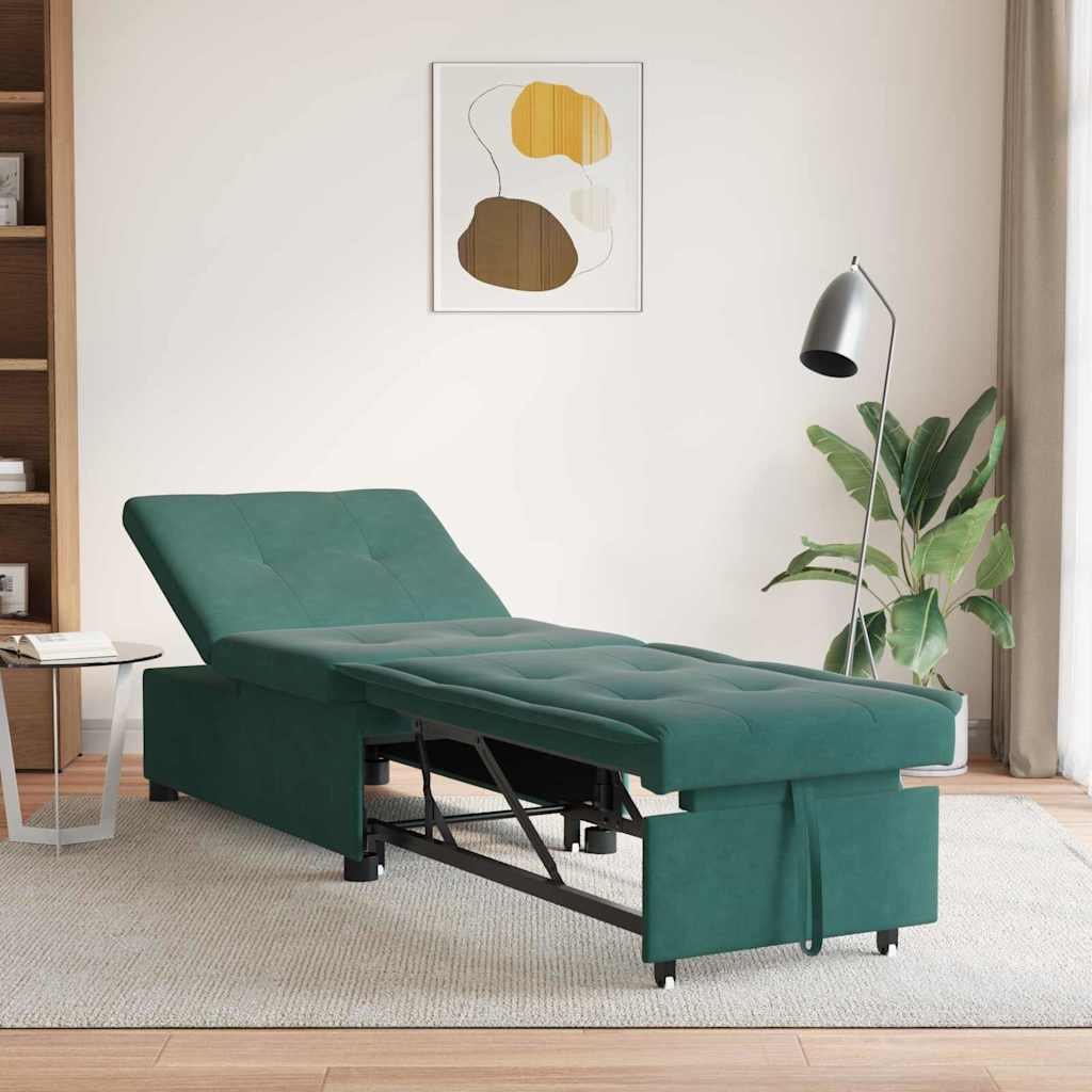 Divano Letto Verde scuro 67 x 194 x 38 cm Velluto