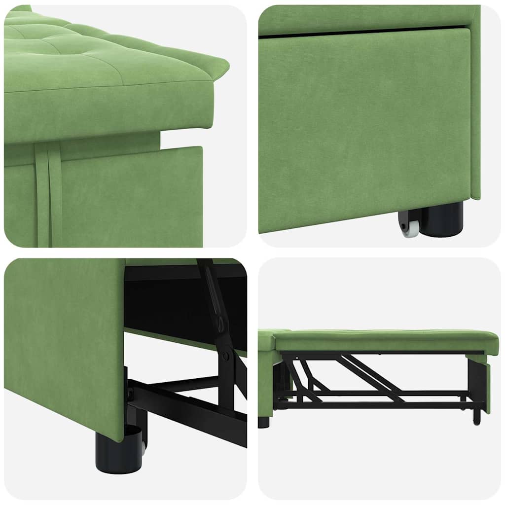 Divano Letto Verde chiaro 67 x 194 x 38 cm Velluto