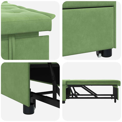 Divano Letto Verde chiaro 67 x 194 x 38 cm Velluto