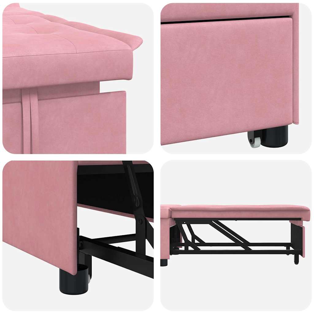 Divano Letto Rosa 67 x 194 x 38 cm Velluto