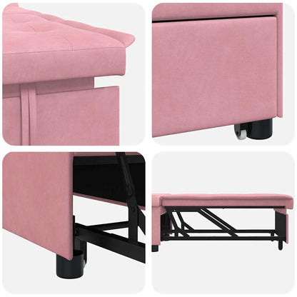 Divano Letto Rosa 67 x 194 x 38 cm Velluto