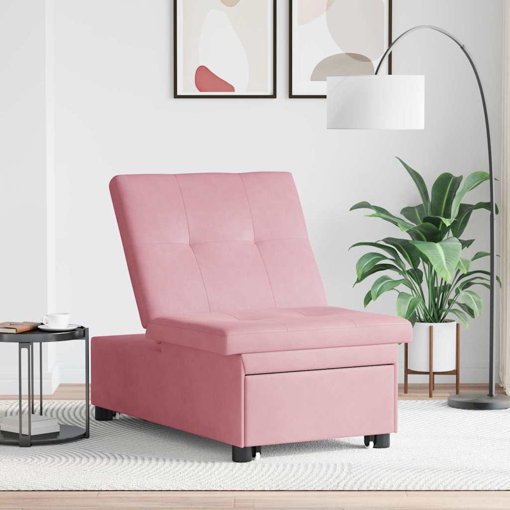 Divano Letto Rosa 67 x 194 x 38 cm Velluto