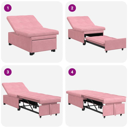 Divano Letto Rosa 67 x 194 x 38 cm Velluto