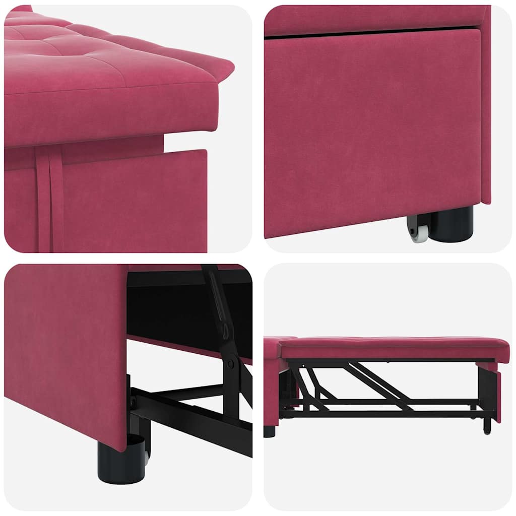 Divano Letto Rosso vino 67 x 194 x 38 cm Velluto