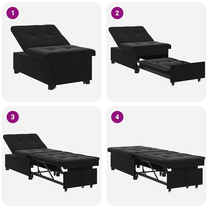 Divano Letto Nero 67 x 194 x 38 cm Velluto