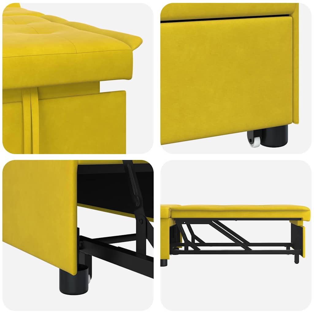 Divano Letto Giallo 67 x 194 x 38 cm Velluto