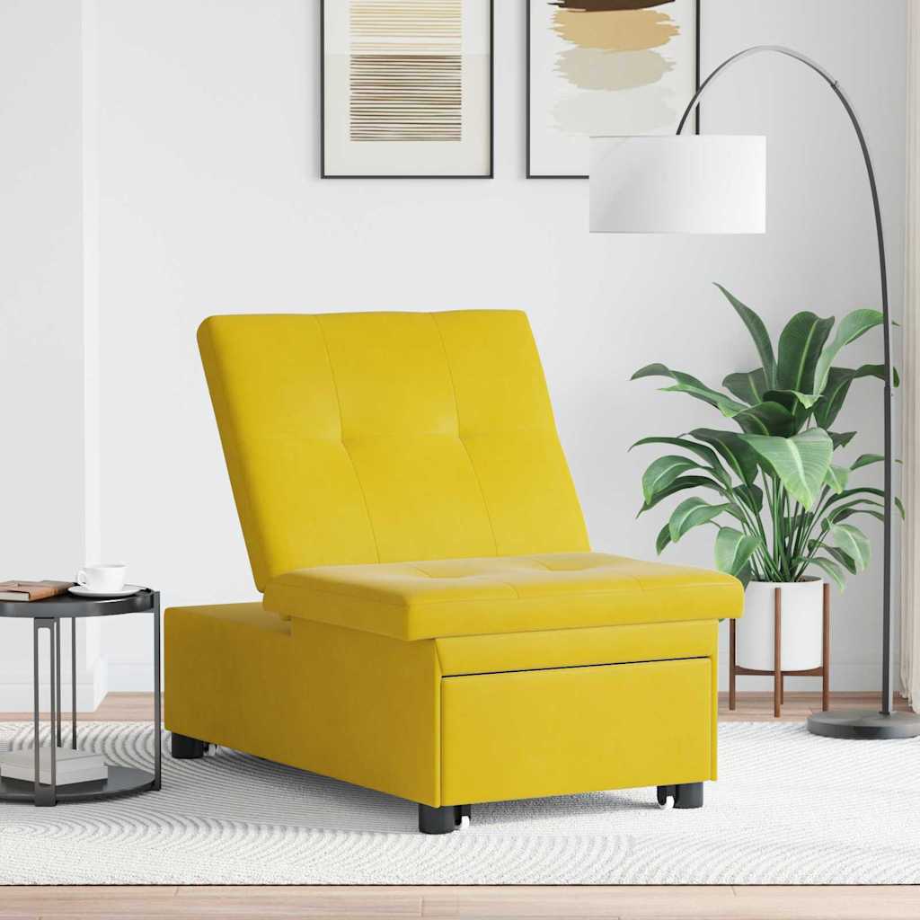 Divano Letto Giallo 67 x 194 x 38 cm Velluto