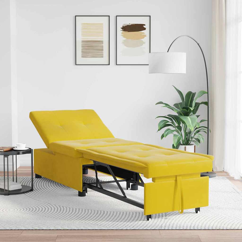 Divano Letto Giallo 67 x 194 x 38 cm Velluto