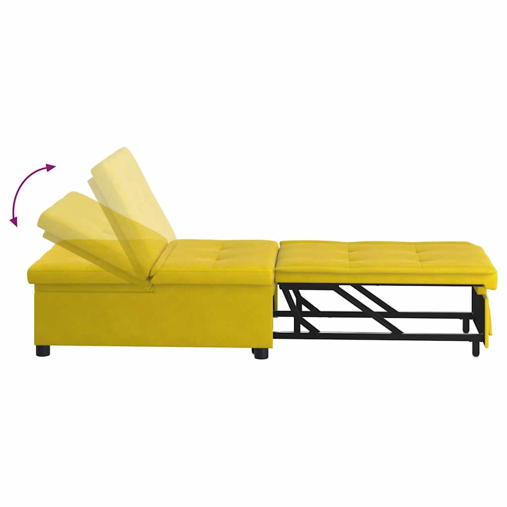 Divano Letto Giallo 67 x 194 x 38 cm Velluto