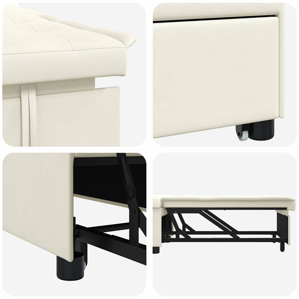 Divano Letto Crema 67 x 194 x 38 cm Velluto