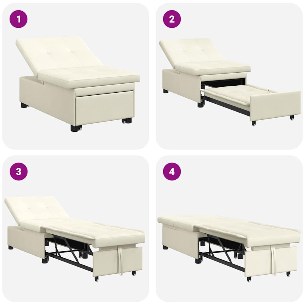 Divano Letto Crema 67 x 194 x 38 cm Velluto