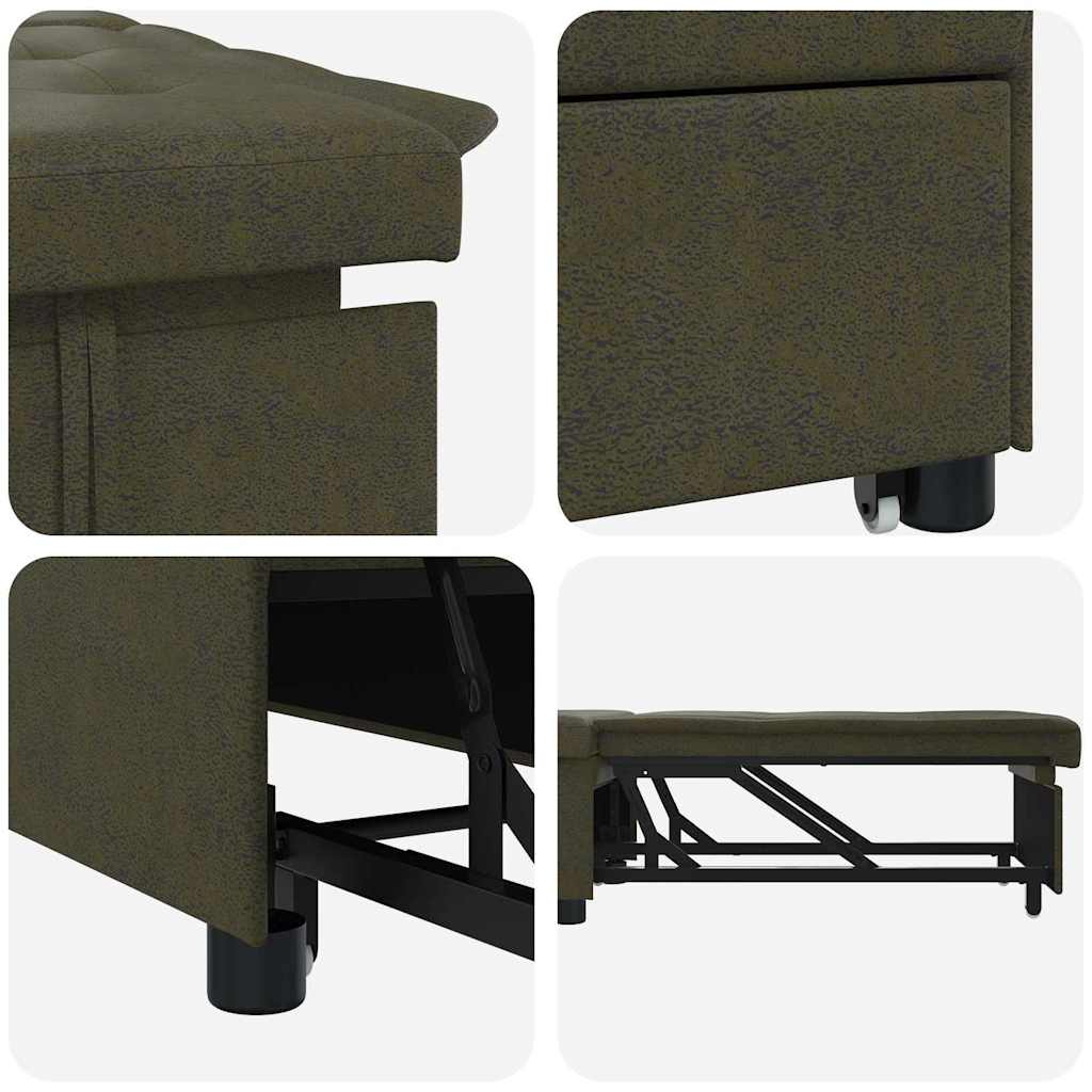 Divano Letto Verde militare 67 x 194 x 38 cm