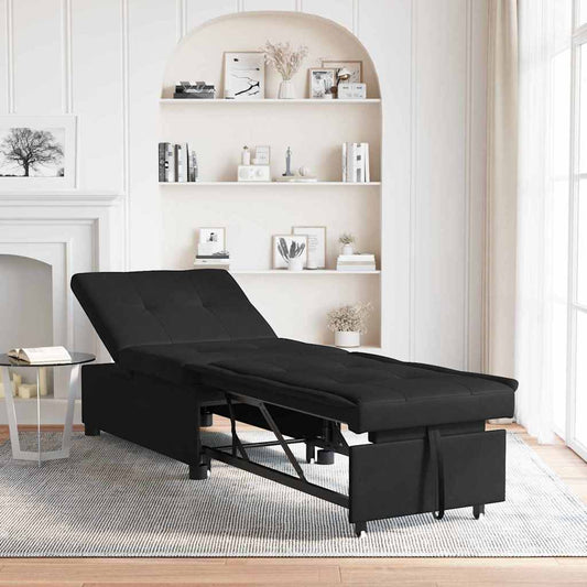 Divano letto con cuscino Nero 67 x 194 x 82 cm Legno compensato