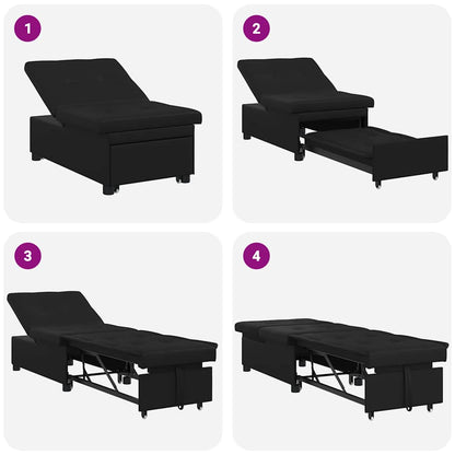 Divano letto con cuscino Nero 67 x 194 x 82 cm Legno compensato