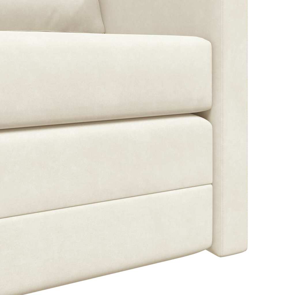 Divano Letto con cuscino Crema 122 x 70 x 60 cm Velluto